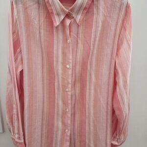 Liz Claiborne Coral and Peach Striped Top